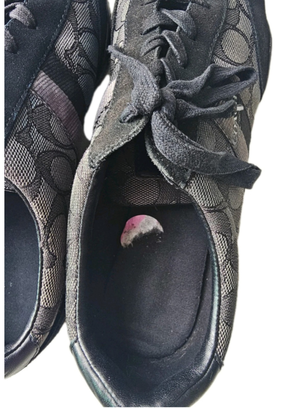Coach Kelson Tennis Shoes Womens 8B Black Grey Signature Canvas Suede Low Tops - Picture 6 of 16